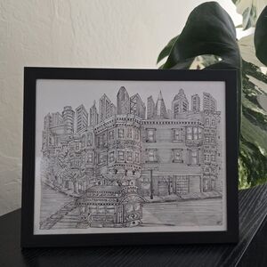 San Francisco California Art Original Drawing Cable Car